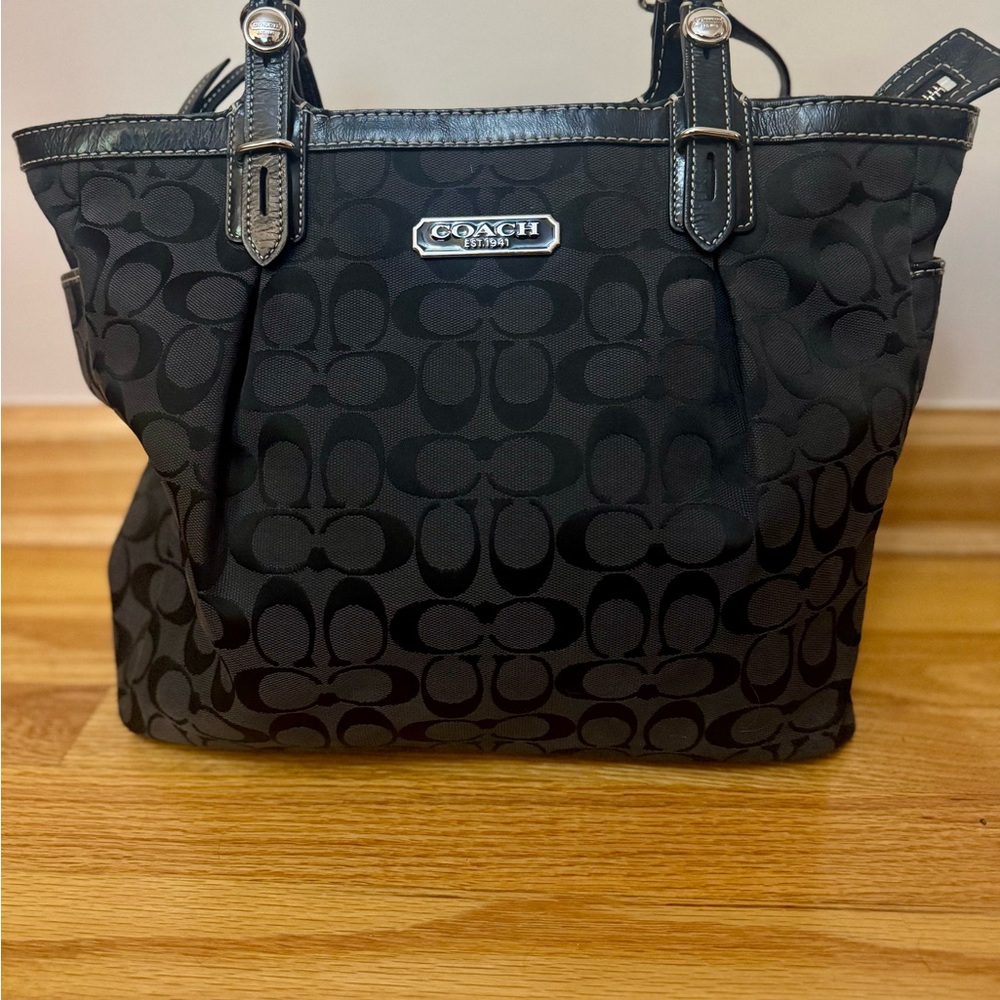 Coach Black Monogram Tote Bag